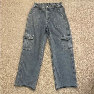 Womens Wide Leg Cargo Jeans